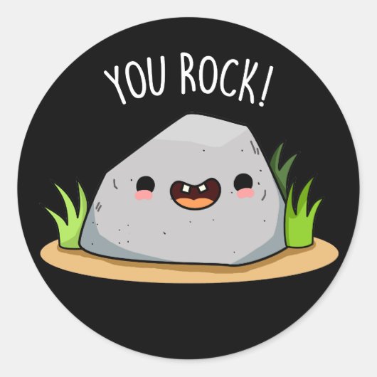 Sticker Rond Vous Rock Funny Géologie Pun Dark BG (Devant)