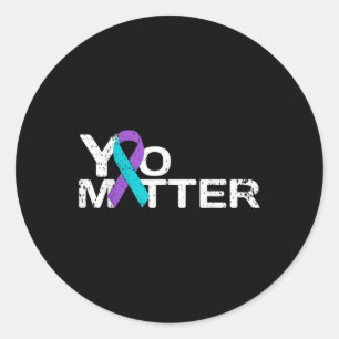 Sticker Rond Vous Ruban de Sensibilisation au Violet Sarcelle P