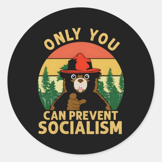 Sticker Rond Vous seul pouvez empêcher le socialisme Ours Camg  (Devant)