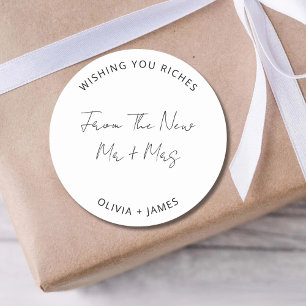 Sticker Rond Vous souhaitant Richesse du nouveau sac de mariage