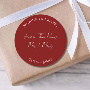Sticker Rond Vous souhaitant Richesse du nouveau sac de mariage