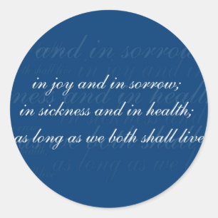 Sticker Rond Vow mariage En Bleu Maladie