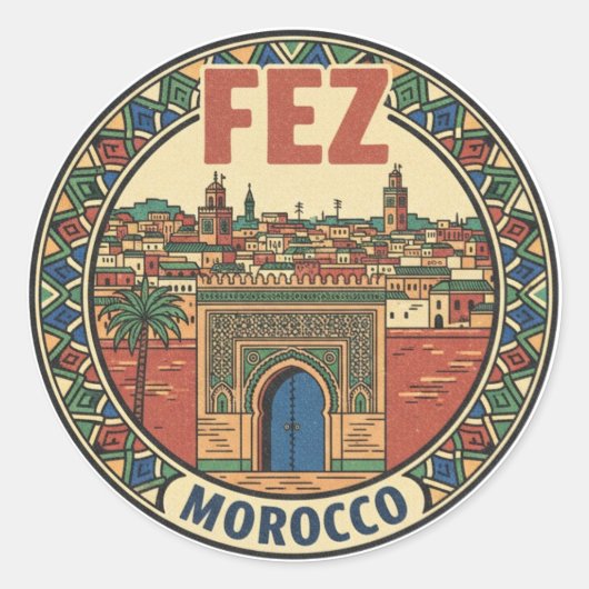 Sticker Rond Voyage à Fès Maroc (Devant)