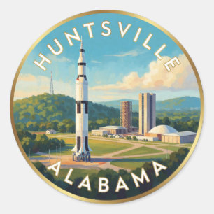 Sticker Rond Voyage à Huntsville Alabama, la ville des fusées