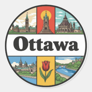 Sticker Rond Voyage à Ottawa Canada