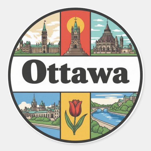 Sticker Rond Voyage à Ottawa Canada (Devant)