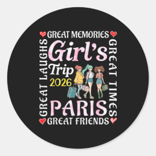 Sticker Rond Voyage à Paris 2026 entre filles Grandes vacances