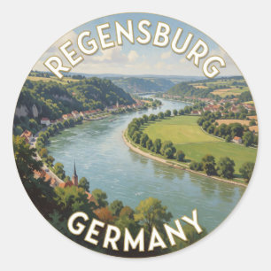 Sticker Rond Voyage à Ratisbonne en Allemagne, vieille ville
