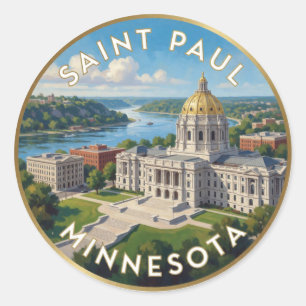 Sticker Rond Voyage à Saint Paul Minnesota Mississippi River