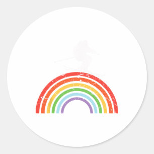 Sticker Rond Voyage à ski Ski Rainbow