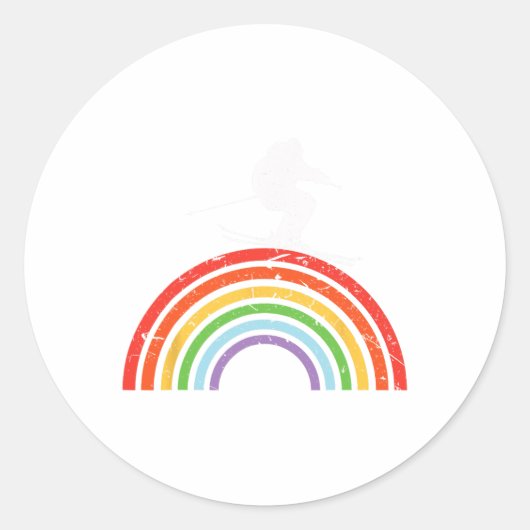 Sticker Rond Voyage à ski Ski Rainbow (Devant)
