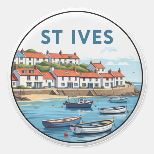 Sticker Rond Voyage à St. Ives Cornwall Angleterre (Devant)