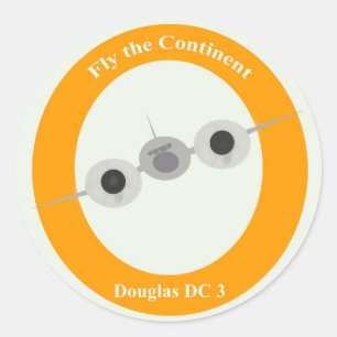 Sticker Rond Voyage aérien vintage