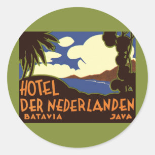 Sticker Rond Voyage Ancien Jakarta Indonésie Hôtel Nederlanden