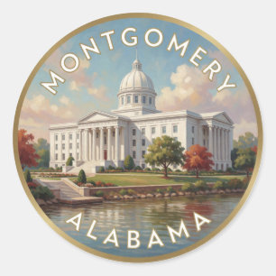 Sticker Rond Voyage au Capitole de l'Alabama à Montgomery