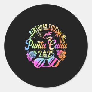 Sticker Rond Voyage d'anniversaire à Punta Cana 2025 Vacances à