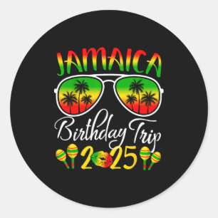 Sticker Rond Voyage d'anniversaire en Jamaïque 2025 Famille drô