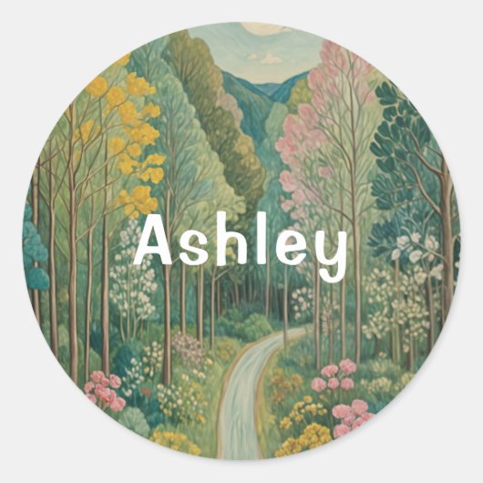 Sticker Rond Voyage dans le bois (Devant)