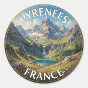 Sticker Rond Voyage dans le parc national des montagnes des Pyr
