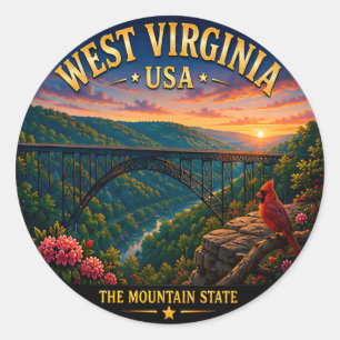 Sticker Rond Voyage dans les Appalaches en Virginie-Occidentale