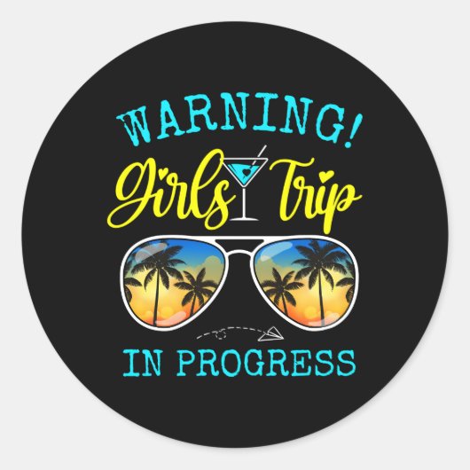 Sticker Rond Voyage d'avertissement de l'équipe de vacances du  (Devant)