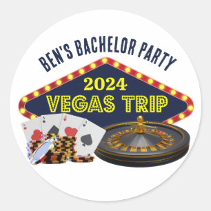 Sticker Rond Voyage de Bachelor Party personnalisable Casino La