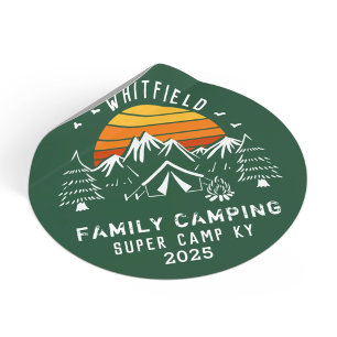 Sticker Rond Voyage de camping en famille