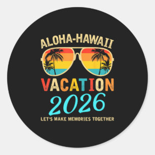 Sticker Rond Voyage de famille à Hawaï Aloha 2026 Création de s
