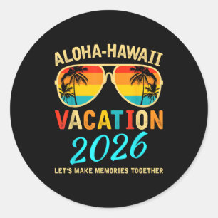 Sticker Rond Voyage de famille Aloha Hawaï en création