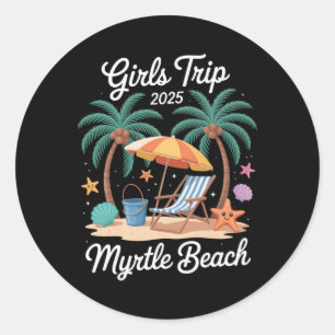 Sticker Rond Voyage de filles 2025 à Myrtle Beach tenue de vaca