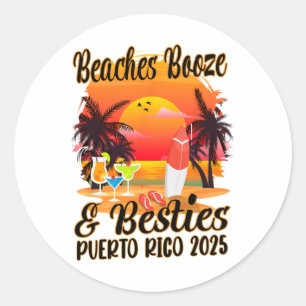 Sticker Rond Voyage de filles 2025 Porto Rico Friends Plages Bo