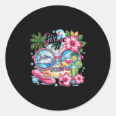 Sticker Rond Voyage de filles 2026 Voyage d'été Bestie Vacati (Devant)