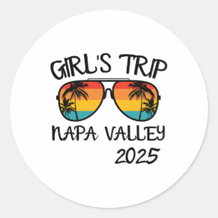 Sticker Rond Voyage de filles à Napa Valley 2025 Vacances d'été