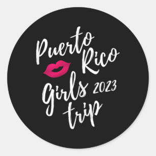 Sticker Rond Voyage de filles à Porto Rico 2023 Vacances enterr