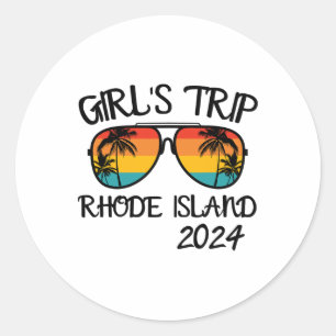 Sticker Rond Voyage de filles à Rhode Island Correspondance de