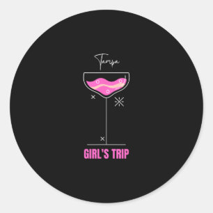 Sticker Rond Voyage de filles buvant sur la plage à Tampa Flori