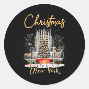 Sticker Rond Voyage de filles de Noël à New York Ny corresponda