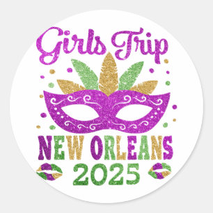 Sticker Rond Voyage de filles Nouvelle-Orléans 2025 Mardi Gras