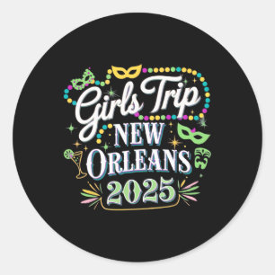 Sticker Rond Voyage de filles Nouvelle-Orléans 2025 Mardi Gras
