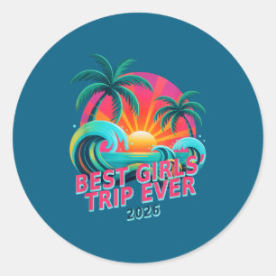Sticker Rond Voyage de filles vintage inoubliable en 2026, croi