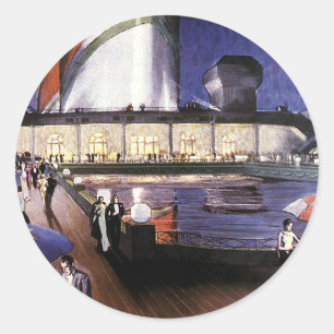 Sticker Rond Voyage de vacances vintage, bateau de croisière su