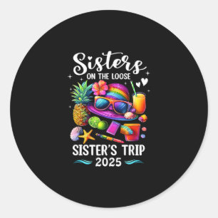 Sticker Rond Voyage des sœurs 2025 Été Mignonne Sœur en liberté