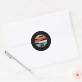 Sticker Rond Voyage en bus Retro (Enveloppe)