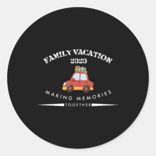 Sticker Rond Voyage en famille en voiture, tenue assortie pour