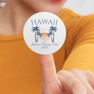 Sticker Rond Voyage en famille Hawaii