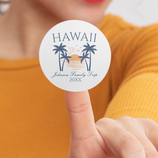 Sticker Rond Voyage en famille Hawaii
