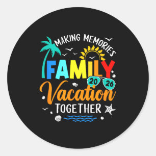 Sticker Rond Voyage en famille vacances d'été 2026 tenue coordo