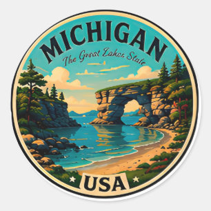 Sticker Rond Voyage en plein air sur les Grands Lacs du Michiga
