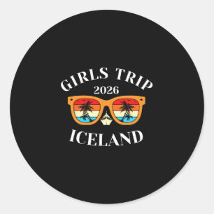 Sticker Rond Voyage Filles 2026 Islande Vacances de Printemps 2