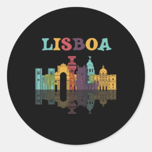 Sticker Rond Voyage Lisboa Portugal Vacances Famille européenne